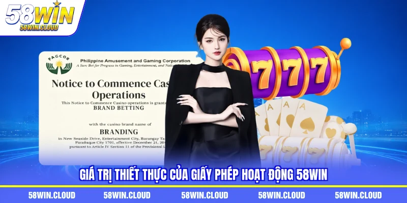 Giá trị thiết thực của giấy phép hoạt động 58win